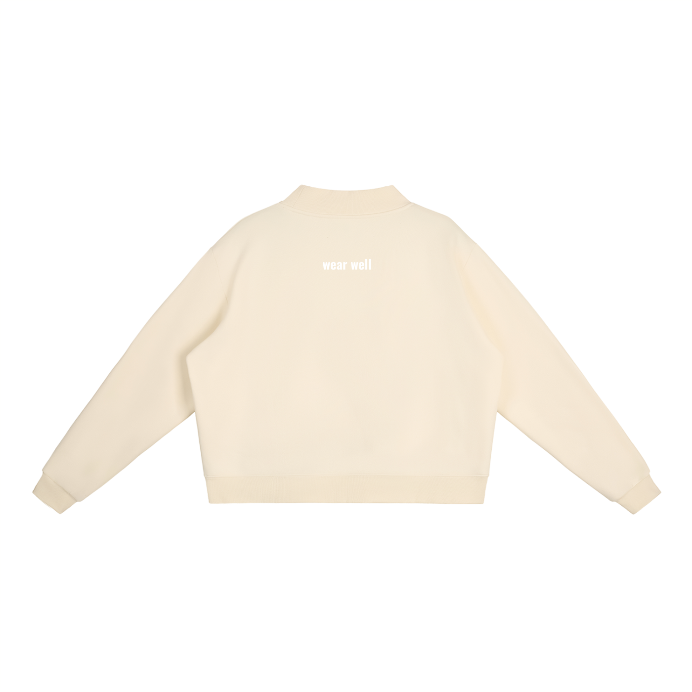 Fleece Mock-Neck Crew Sweatshirt (Light Apricot)