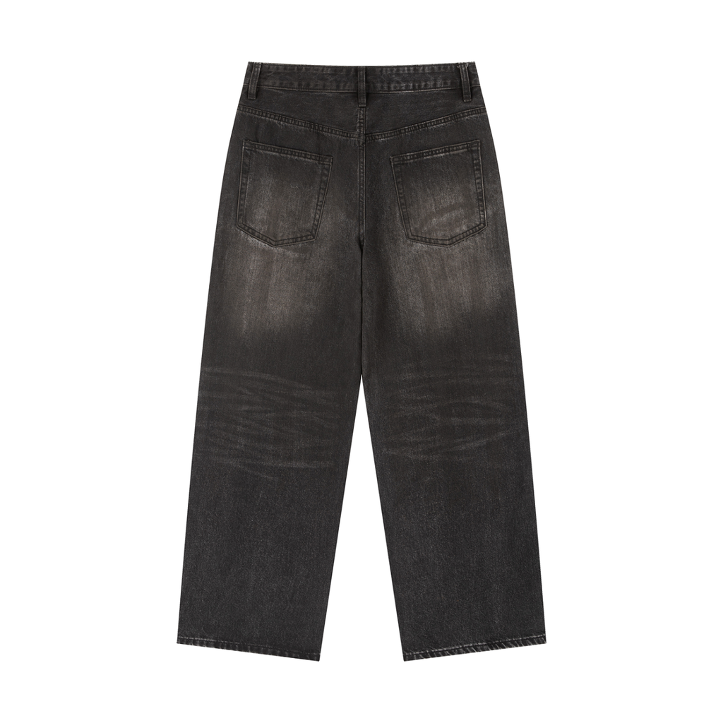 Vintage Wash Heavyweight Denim Jeans (Black)
