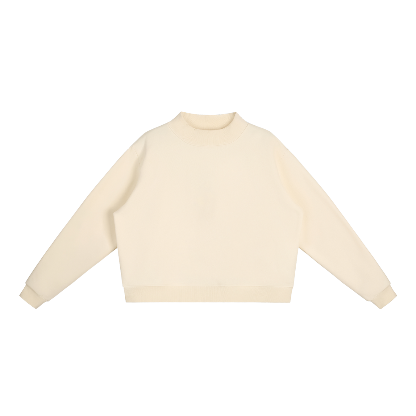 Fleece Mock-Neck Crew Sweatshirt (Light Apricot)