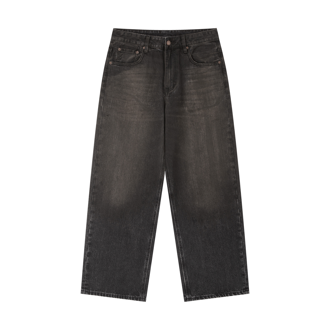 Vintage Wash Heavyweight Denim Jeans (Black)