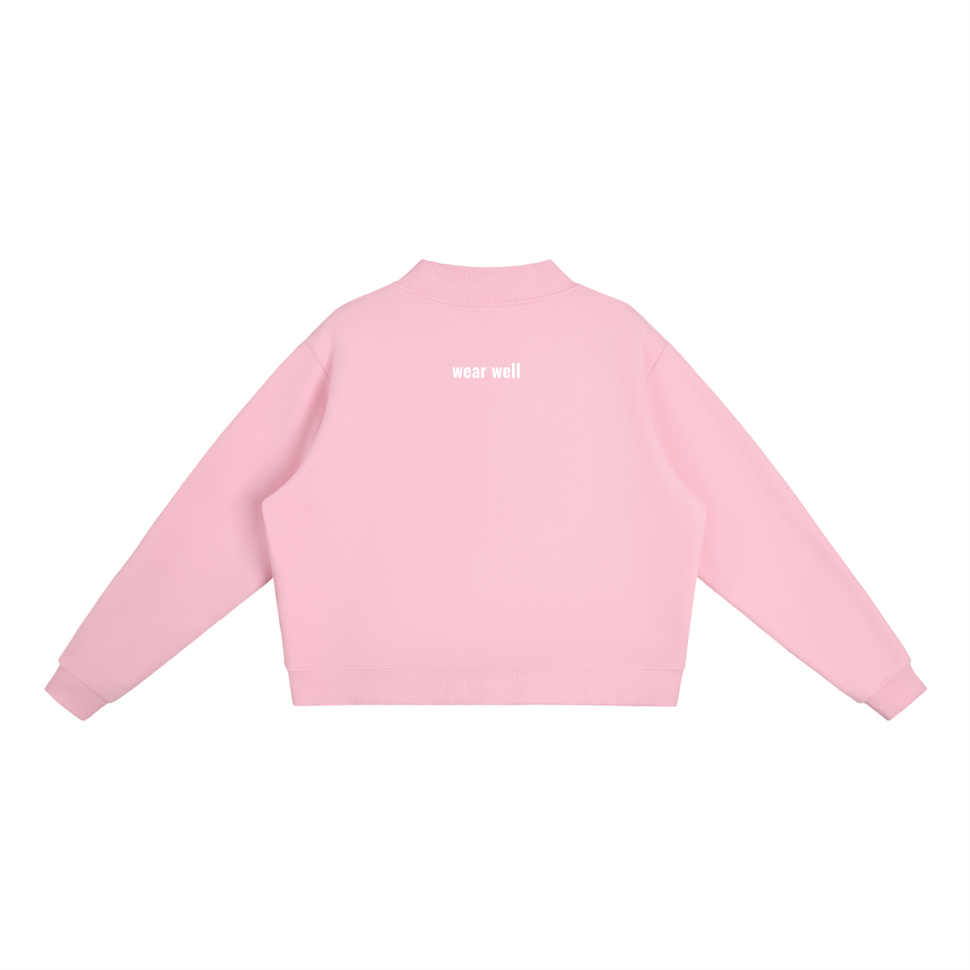 Fleece Mock-Neck Crew Sweatshirt (Pink)