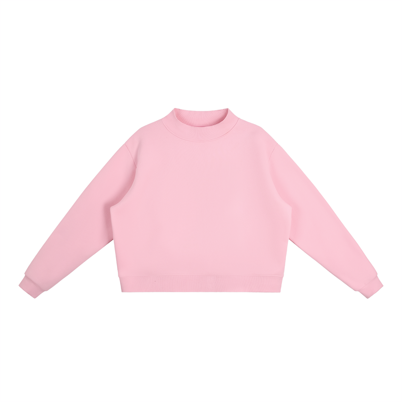Fleece Mock-Neck Crew Sweatshirt (Pink)