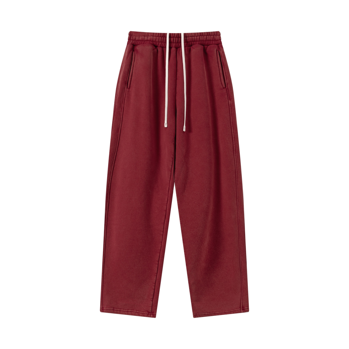 400GSM Men’s Vintage-Wash Scythe-Cut Barrel Pants Vintage Red