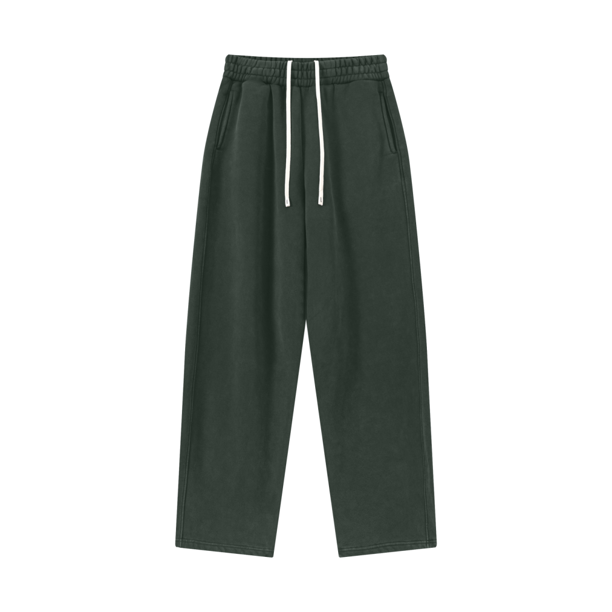 400GSM Men’s Vintage-Wash Scythe-Cut Barrel Pants Vintage Emerald Green
