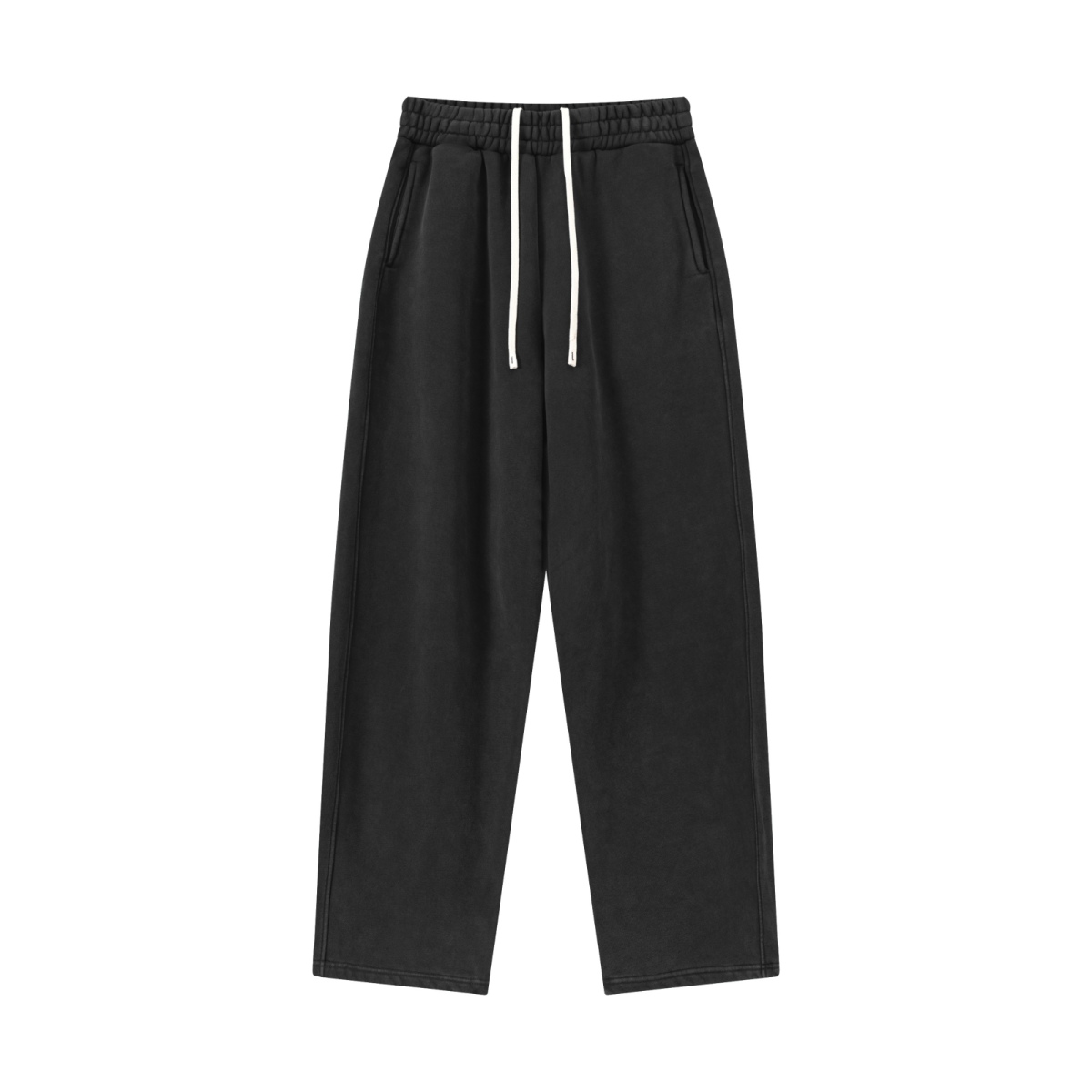 400GSM Men’s Vintage-Wash Scythe-Cut Barrel Pants Vintage Black