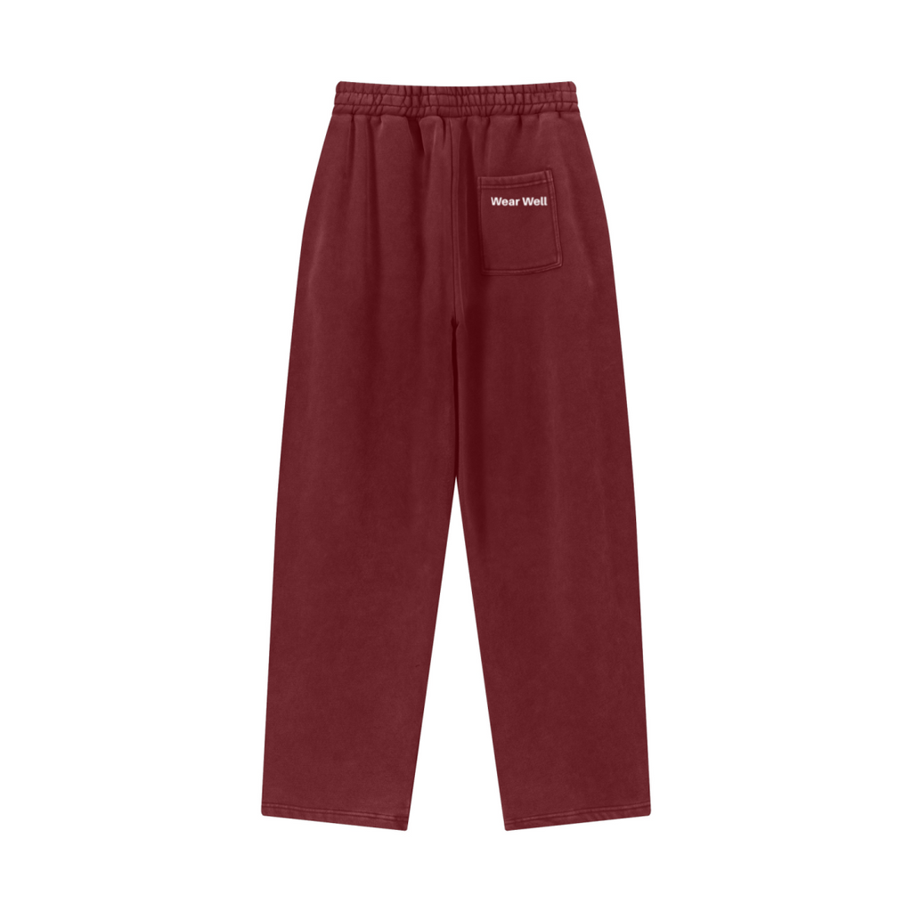 400GSM Men’s Vintage-Wash Scythe-Cut Barrel Pants Vintage Red