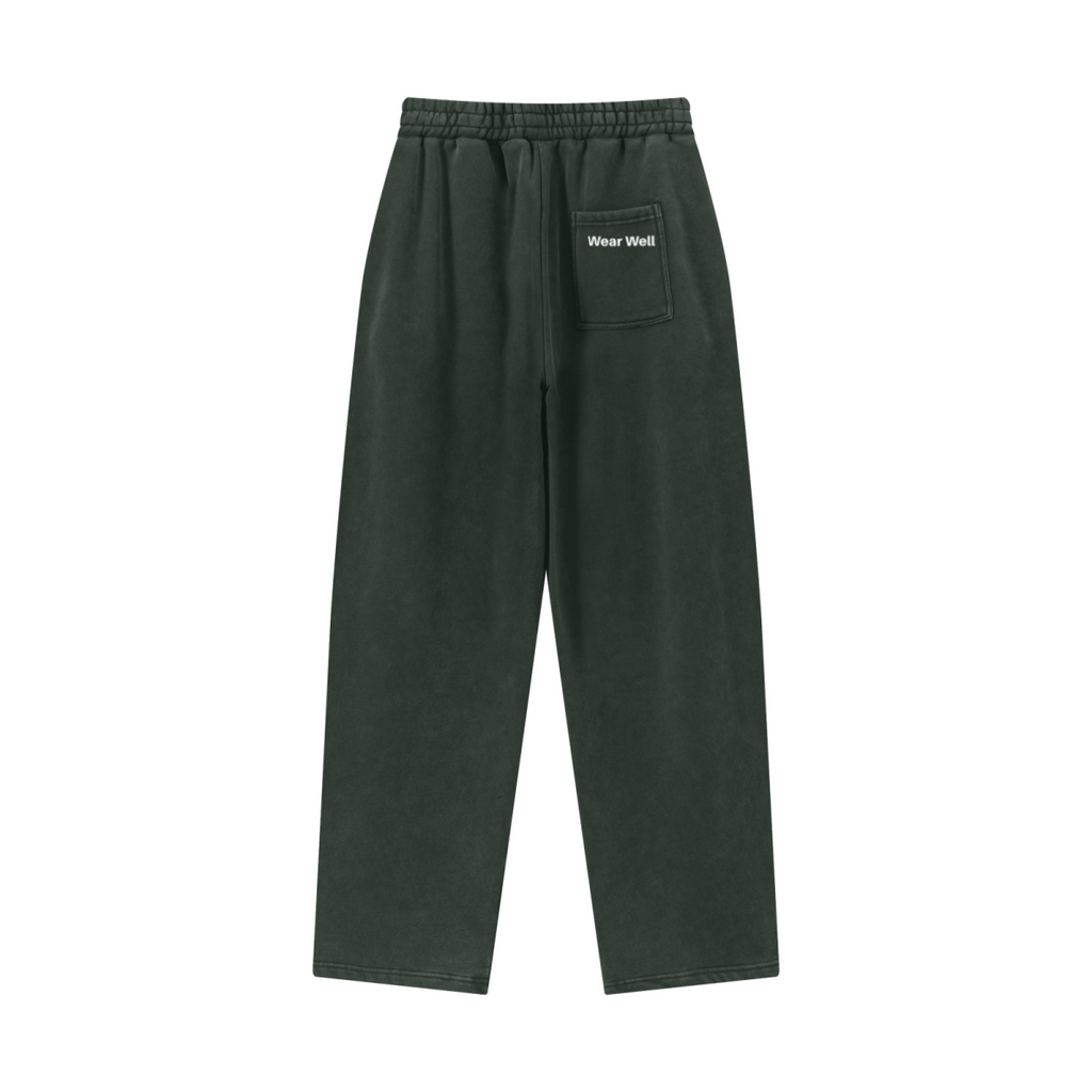 400GSM Men’s Vintage-Wash Scythe-Cut Barrel Pants Vintage Emerald Green