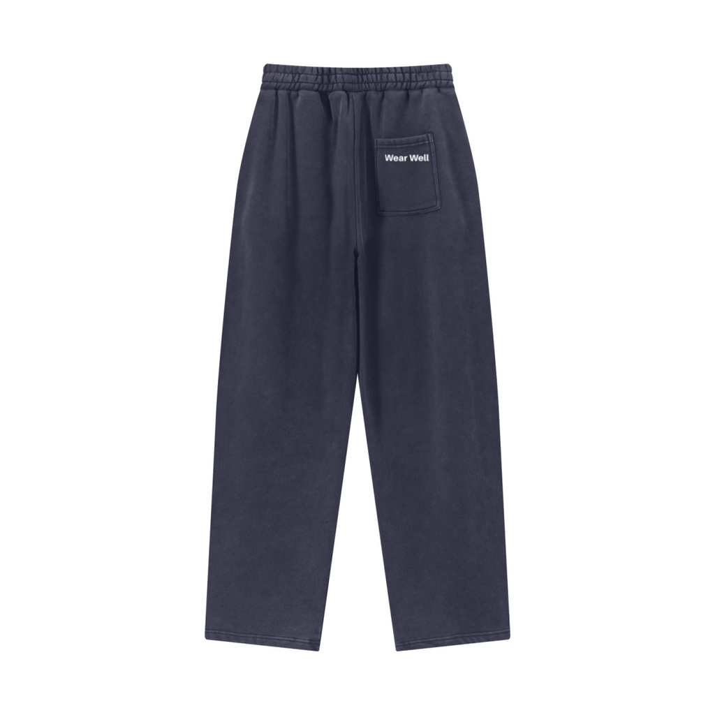 400GSM Men’s Vintage-Wash Scythe-Cut Barrel Pants Vintage Royal Blue