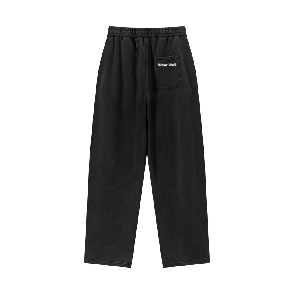 400GSM Men’s Vintage-Wash Scythe-Cut Barrel Pants Vintage Black